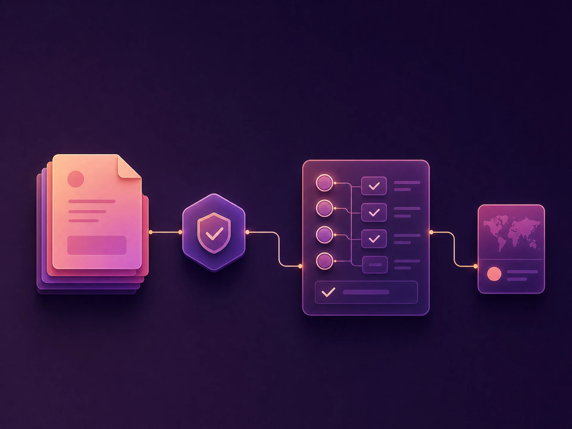 Abstract evidence documents connected by a verification route